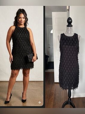 Anthropologie Plus Size Roxie Jazz Age Textured Tassel Shift Dress. Size 14